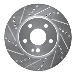 Mercedes-Benz B200 Brake Rotor (1) - Front Left - R1 Concepts - Drilled & Slotted - Silver - `06-`11